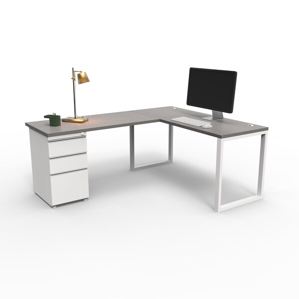 We'Re It Connect It L-Shaped Desk, 77 in D X 30 in H, 60 in W X Thermally Fused Laminate DI60304824L1BBF-WH-8827 - main